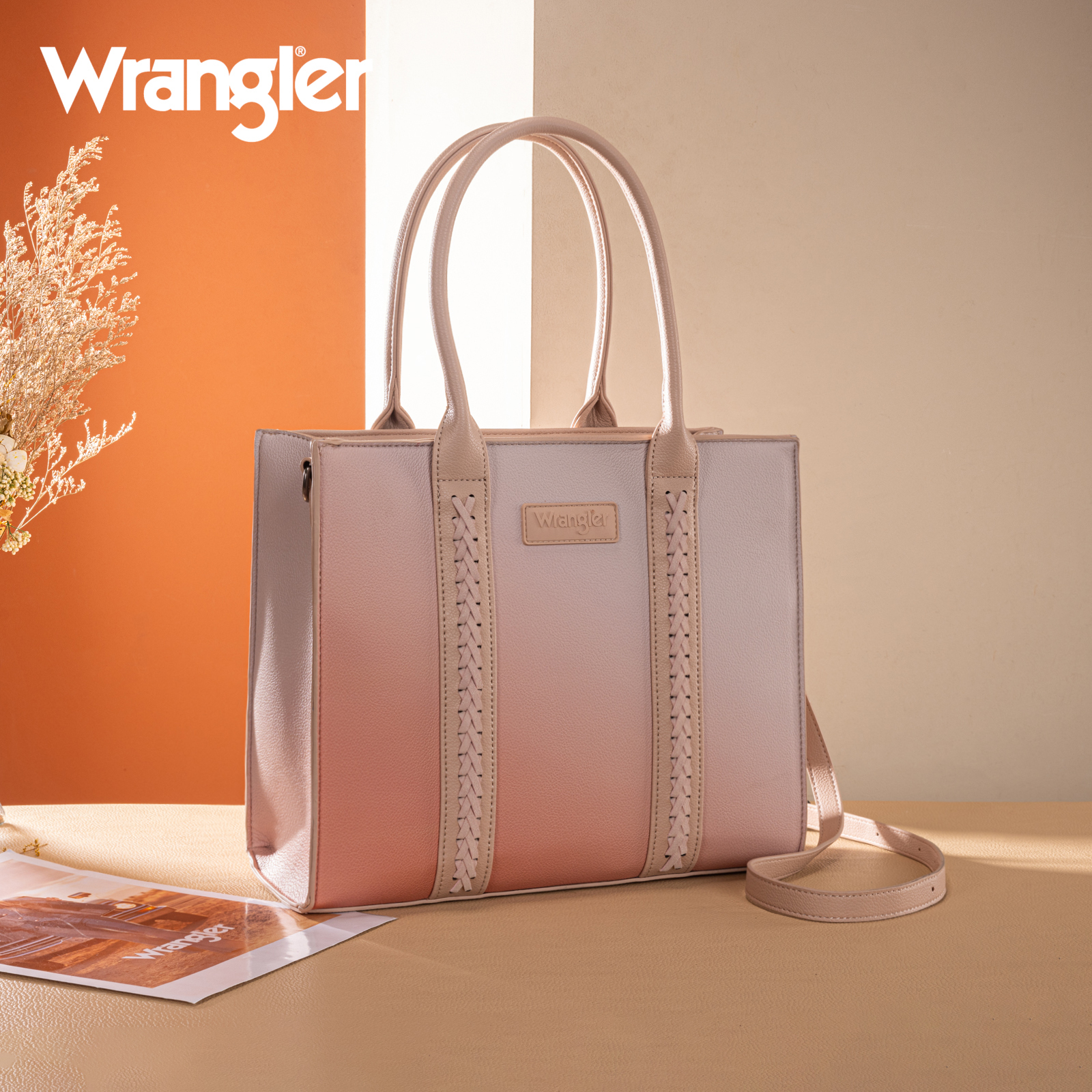 Wrangler Purses for Women Large Work Tote Bags with Strap Vintage Top-Handle Handbags, Brown