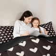 thumbnail image 4 of Manfei Cartoon Heart Print 7 Pieces Bedding Comforter Set,Cute Graffiti Loves Full Bedding Set,Brown White Fitted Sheet Flat Sheet For Girls,Super Cozy Room Decor Reversible, 4 of 8