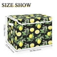 thumbnail image 3 of Black background lemon pattern print Large Storage Bins with Linen Collapsible Foldable Storage Cubes Fabric Closet Organizer Containers box with Flip-Top, 3 of 5