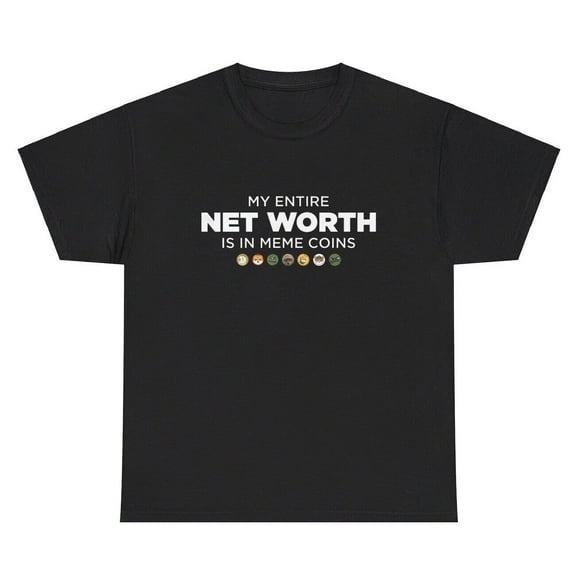 My Entire Net Worth Is In Memecoins T Shirt Funny Crypto Trader Gen Z Gift Tee