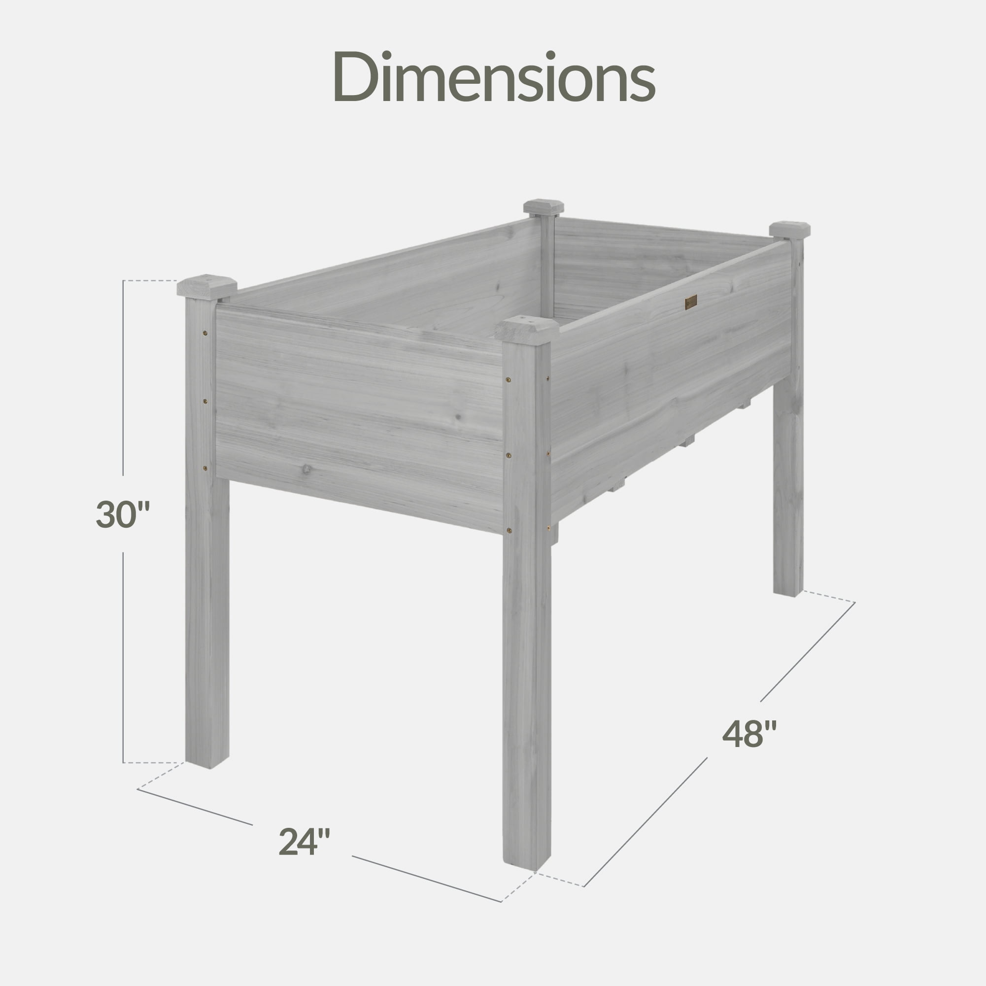 Best Choice Products 48x24x30in Raised Garden Bed, Elevated Wooden Planter for Yard w/ Foot Caps, Liner - Gray