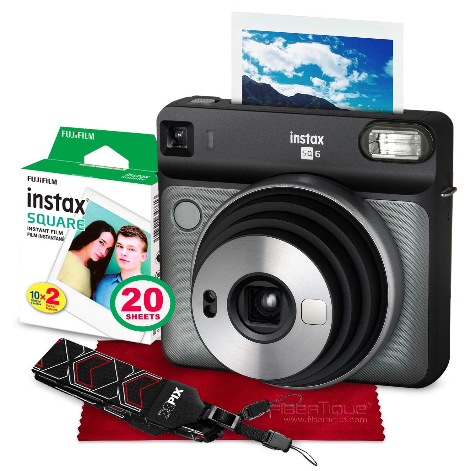 Fujifilm instax Square SQ6 Instant Film Camera (Aqua Blue) with Square  Instant Film Accessory Bundle