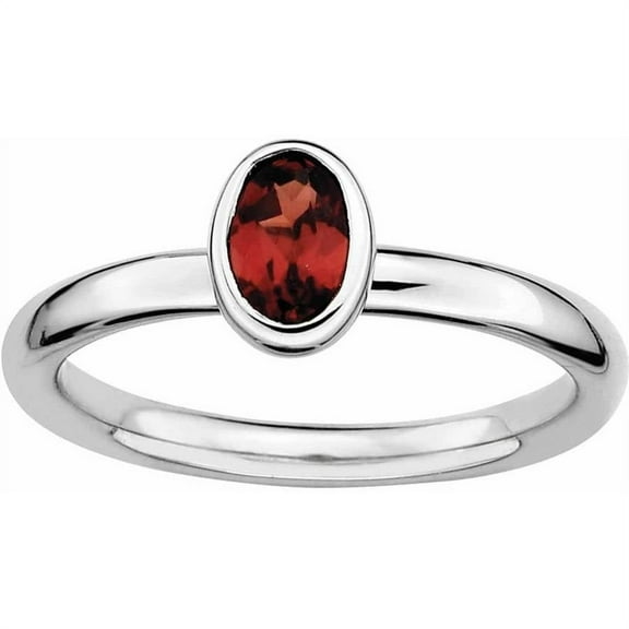 Sterling Silver Oval Garnet Ring