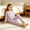 thumbnail image 7 of Amidoa Girls 2 Piece Outfits Fall Winter Clothes Print Soft Long Sleeves Top and Pants Kids Clothing Sets Purple Size 4-5 Years, 7 of 7
