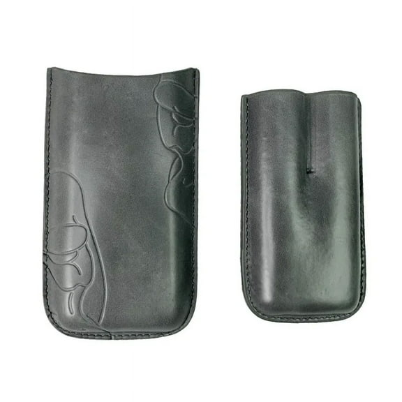 Mini Two Short Holster Storage Bag Holsters for Cigar, Cigar Holder, Travel Humidor Leather Cigar Case ,cigar accessory (CC2-02-Gray)