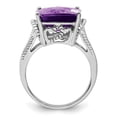 thumbnail image 2 of Sterling Silver Rhodium-plated Checker-Cut Amethyst Ring, 2 of 6