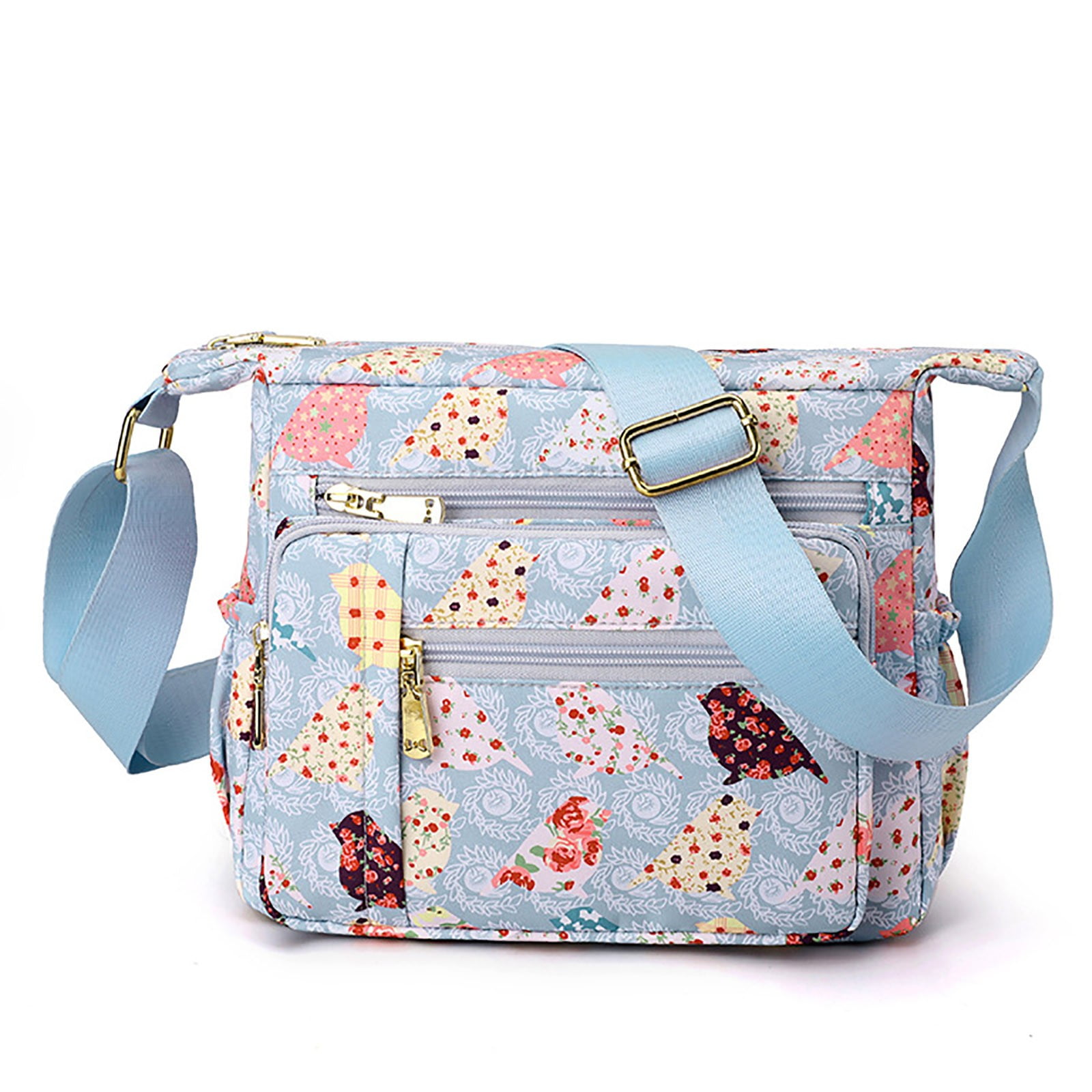 Women's Nylon Crossbody Bag Waterproof Shoulder Purse Multi Pocket Tote Handbag Travel Satchel Messenger Bag Large Capacity Black