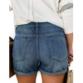 thumbnail image 4 of Angerella Denim Shorts for Women Mid Rise Ripped Jean Shorts Stretchy Folded Hem Hot Short Jeans Small #01 Blue, 4 of 5