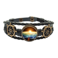 thumbnail image 1 of Superficie Ilustracion patrón oro brilla Pulsera marina tejida en cuero, 1 of 4
