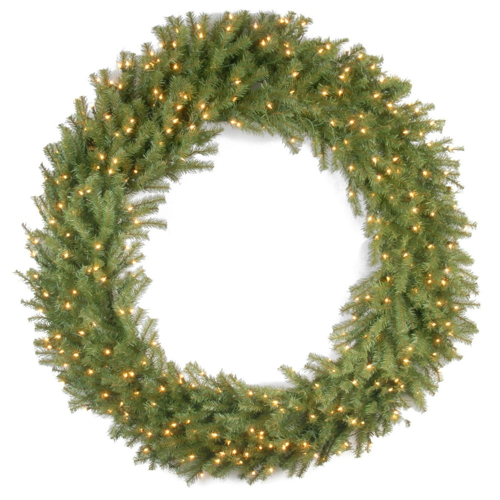 PreLit Norwood Fir Artificial Christmas Wreath 60Inch, Clear Lights