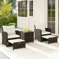 thumbnail image 4 of Costway 5 Piece Patio Rattan Furniture with 2 Ottomans & Tempered Glass Coffee Table Off White, 4 of 10