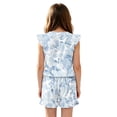thumbnail image 2 of ZIATUBLE4S Light Blue Watercolor Camo Print Girls Summer Short Jumpsuits Flutter Sleeves One-Piece Romper Soft Comfort Kids Casual Playsuit with Pockets for 11-12 Y, 2 of 6