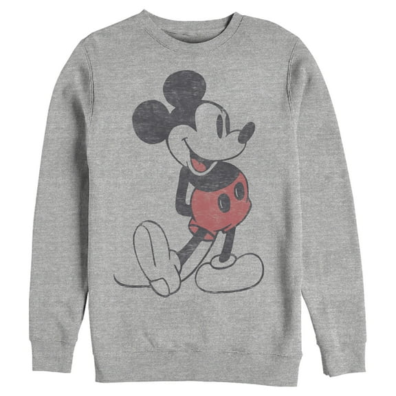 Men's Mickey & Friends Distressed Mickey Mouse Pose Sweatshirt Athletic Heather X Large