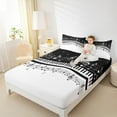 thumbnail image 7 of Manfei White Black Piano Twin Sheet Sets, Musical Note Music Twin Fitted Sheet, Teens Kids Child Flat Sheet, Ultra Soft Home Decor, 3pcs, 7 of 7