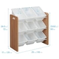 thumbnail image 2 of ECR4Kids 3-Tier Organizer with 9 Removable Plastic Bins, 3x3, Toy Storage, Dark Natural/White, 2 of 9