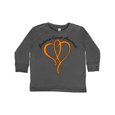 

Inktastic Leukemia Awareness with Orange Ribbon Heart Gift Toddler Boy or Toddler Girl Long Sleeve T-Shirt