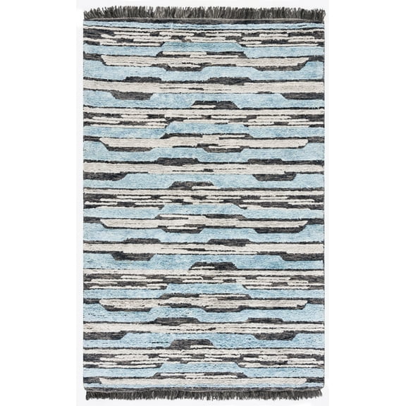 SAFAVIEH Kenya Frederick Striped Area Rug, Charcoal/Blue, 3' x 5'