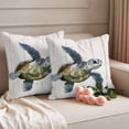 thumbnail image 2 of Teal Coastal Outdoor Waterproof Pillow Covers, Sea Turtle Nautical Beach Ocean Vintage Decorative Square Throw Pillowcase Sofa Cushion Sham for Patio/Couch/Chair, 26"x26" 2 Pack, 2 of 8