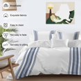 thumbnail image 4 of Abstract Geometric Blue Stripe Bedding 3 Piece Duvet Cover Set Twin Size, White Backdrop Soft Microfiber Comforter Cover with Zipper Closure & Pillowcases, Wrinkle & FadeResistant Quilt Cover, 4 of 9