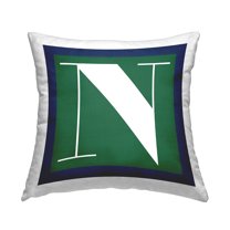 Stupell Industries Bold Green Letter N Square Decorative Printed Throw Pillow, 18 x 18