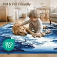 thumbnail image 4 of ODIKA 8'x10' Washable Area Rug Durable, Non-Slip Navy Blue Chinoiserie Pagoda Design Ornamental Birds and Blossoms Landscape for Living Room, Under Sectional, Family, 4 of 7