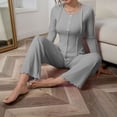 thumbnail image 4 of sdhkgrrt Women's 2 Piece Pajama Set Round Neck Long Sleeve Pullover Wide Leg Pants Fall Winter Casual Tracksuit Soft Stretchy Comfy Matching Lounge Outfit, Gray M, 4 of 6