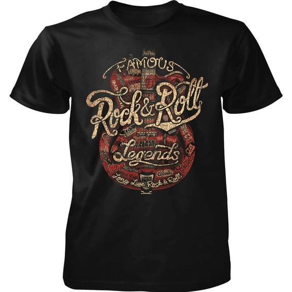 Famous Rock & Roll Legends Guitar Adult T-Shirt