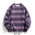 thumbnail image 2 of khonts Clearance,Men's Stripped Color Blocking Oversized T Shirts Loose Fit Long Sleeve Casual Tee Shirts Trendy Crew Neck Tops Purple XXL, 2 of 4