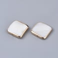 thumbnail image 2 of 5pc Edge Golden Plated Natural Freshwater Shell Beads Square Seashell Color 14~15x14.5x3mm Hole: 0.8mm DIY, 2 of 2