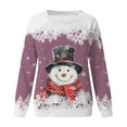 thumbnail image 4 of ZXLBBD Women's Fall Winter Christmas Snowflake Snowman Printed Round Neck Shoulder Long Sleeve Sports Active Sweatshirts Casual Outdoor Cozy Daily Wear, 4 of 4