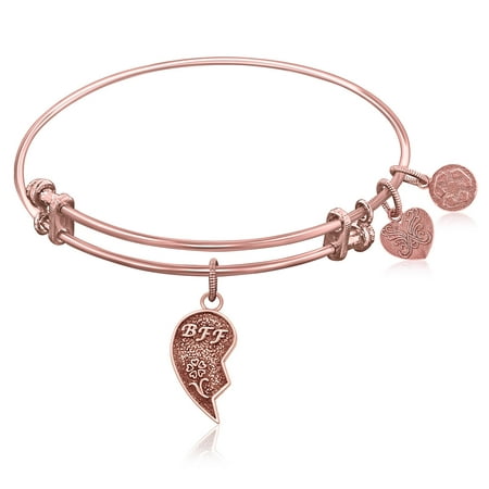 Rose Gold-Plated Pink Brass Expandable Bangle with 