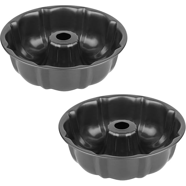Juego de 2 Moldes para Pastel tipo Bundt de 9.5 pulgadas Antiadherentes de Acero al Carbono Extra Resistente con Tubo Central Ideales para Pound Cake Flan Chocoflan y Gelatina