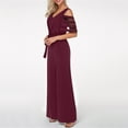 thumbnail image 3 of SELONE Plus Size Jumpsuits for Women Casual Short Wide Leg Pants Ladies Travel Comfortable Vacation Flowy Rompers Womens Jumpers and Rompers Casual Fashion Solid Color Mesh Short Sleeve Wine L, 3 of 7