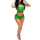 thumbnail image 3 of SAYOO Blusa de manga corta impresa a rayas y shorts ajustados elásticos SAYOO moda, 3 of 8
