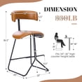 thumbnail image 2 of Memoryfield Bar Stools Set of 2, Modern Counter Height Stools with Back, Faux Leather Bar Chairs with Ergonomic Backrest & Metal Legs for Kitchen Island, Home Bar, Brown, 2 of 8
