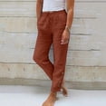thumbnail image 1 of WILLBEST Pantalones Casuales para Mujer: Pantalones Holgados de Lino de Color Liso con Cintura Elástica para Un Estilo Sencillo y Cómodo. Mediana, 1 of 4