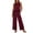 Wine, variant on Women's Summer 2 PC Outfit Set Crewneck Tank Top with Lace Trim Lightweight Palazzo Beach Vacation Outfit Sets Pink S