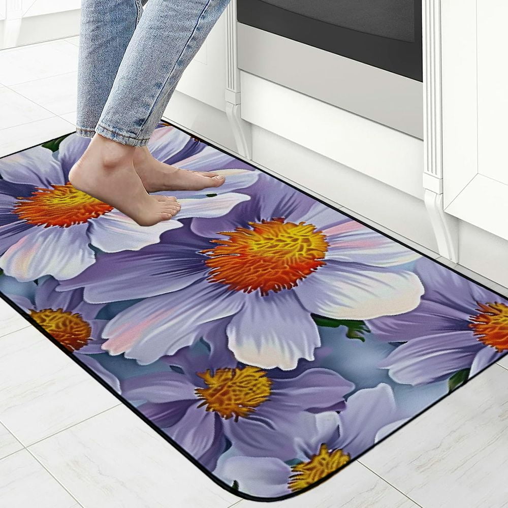 PHYHOO Front Door Mat Welcome Mat, Elegant Daisy Flower Non-Slip Absorbent Indoor Door Mats, Durable Rubber Backing Floor Doormat for Entryway, Patio, Porch, 19.68*47.24 in