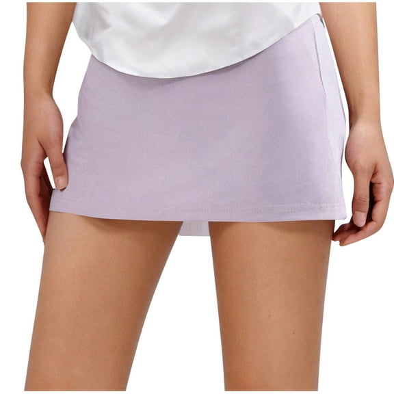 Mgmyaa Women's Mini Skorts Elastic Waist Summer Solid Casual Asymmetrical Skirts