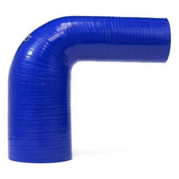 HPS HTSER90-325-400 3-1/4"-4" ID 5" Blue Silicone 90 Deg. Elbow Reducer Hose
