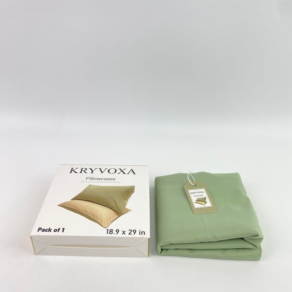 KRYVOXA Pillowcases - Standard/Queen Size - Cooling Pillowcases - Double Brushed - Grren Yellow Pillowcases