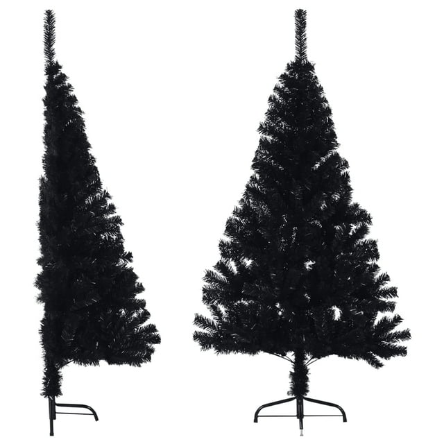 vidaXL Demi-Arbre de Noël Artificiel avec Support Noir 150 cm PVC
