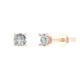 thumbnail image 2 of 0.2 Ct Round Cut Studs White Sapphire 14K Rose Solid Solid Gold Everyday Dainty Earrings Push Back, 2 of 7