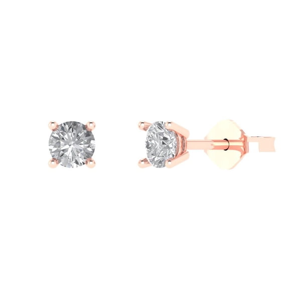 Clara Pucci 0.2Ct Clear Round Cut VVS1 Push Back Stud 18k Solid hypoallergenic Gold Designer Earrings For April