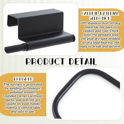 Stainless Steel Under Sink Paper Towel Holder and Dispenser for Kitchen, Bathroom, Laundry Room - 12.4 Inch Cabinet Door Mount, Space Saving Storage Solution (Black)