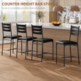 thumbnail image 3 of Bar Stools Set of 4,Wooden Barstools, Faux Leather Upholstered Bar Chair with Back & Footrest & Thick Cushion,Counter Height Bar Stools for Kitchen Island Apartment, 3 of 9