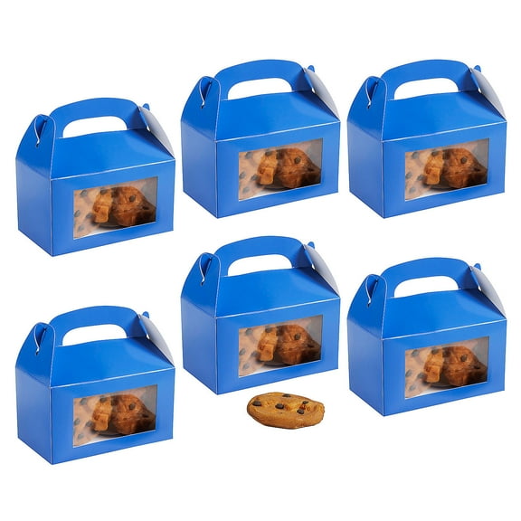 Fun Express 6" x 7" Bulk 48 Pieces Blue Cardstock Treat Boxes with Display Window
