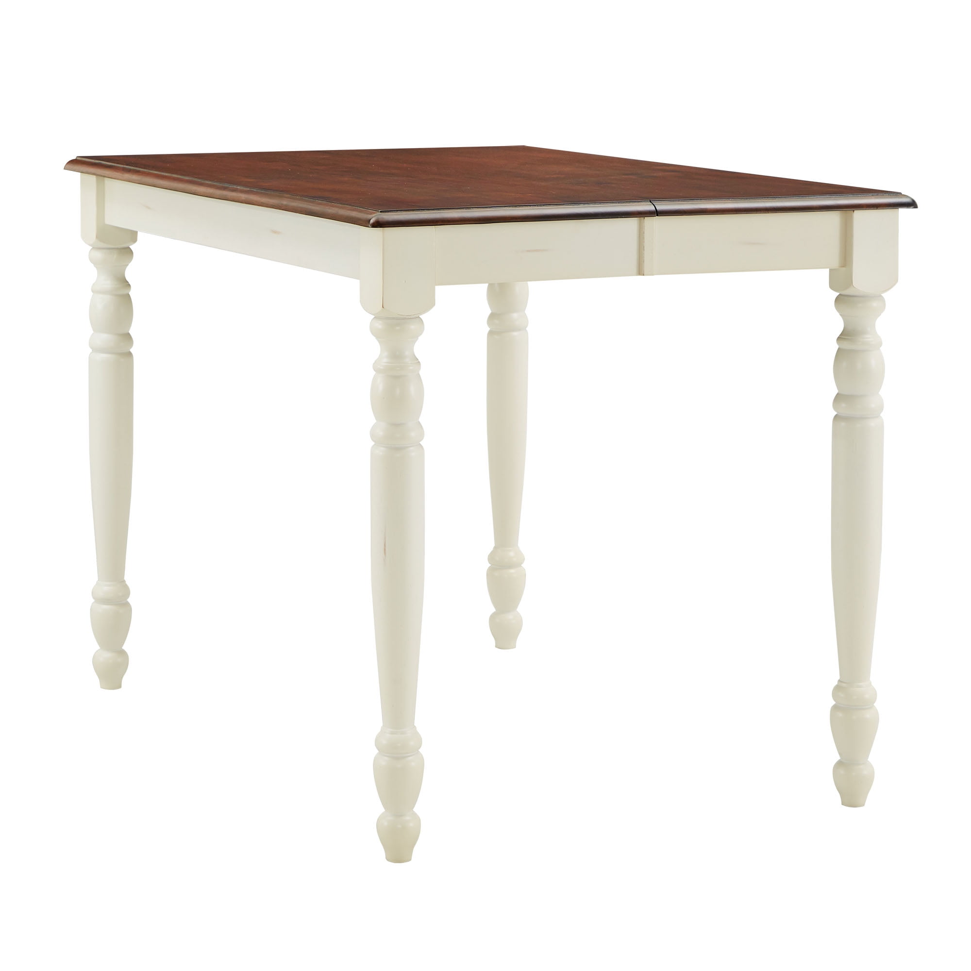 Weston Home Ohana Two-Tone Extending Counter Height Dining Table, Antique White and Warm Cherry
