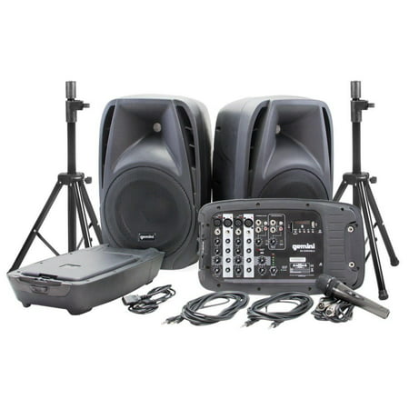Gemini Speaker ES-210MXBLU ST Bluetooth Portable PA System With Mixer & 2