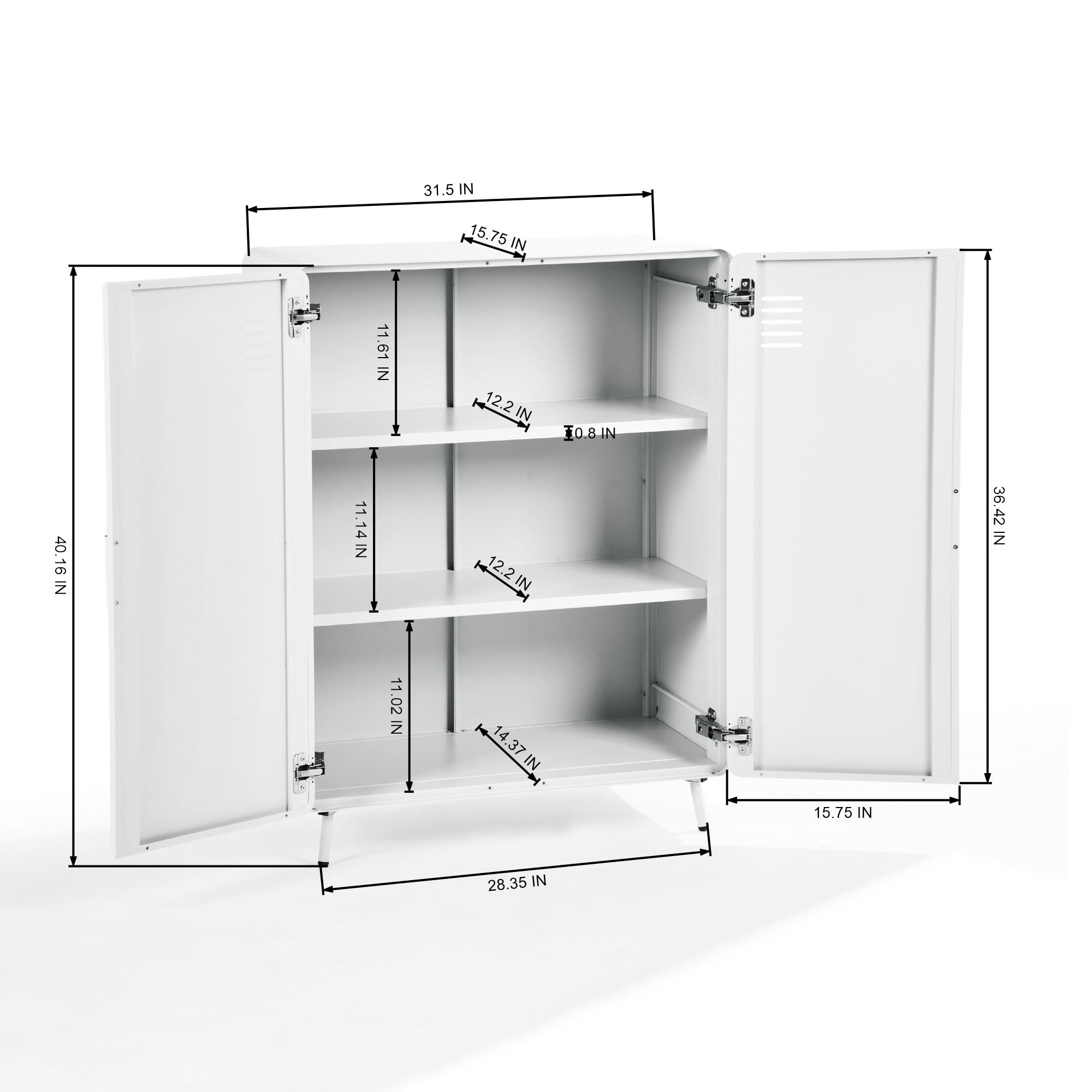 Homy Casa Metal Storage Cabinet with 2 Doors Utility Cabinet for Entryway Office Kitchen Chalk White